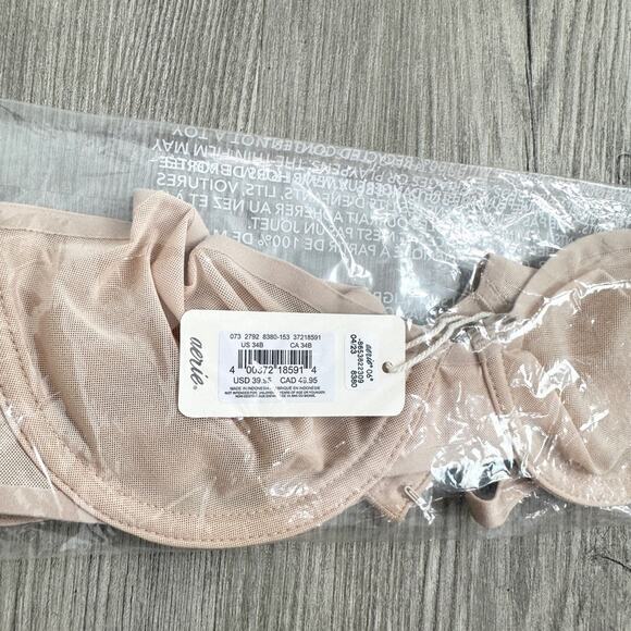 Aerie Smoothez Mesh Balconette Unlined Tan Bra NWT 32B / 34B - Picture 7 of 7